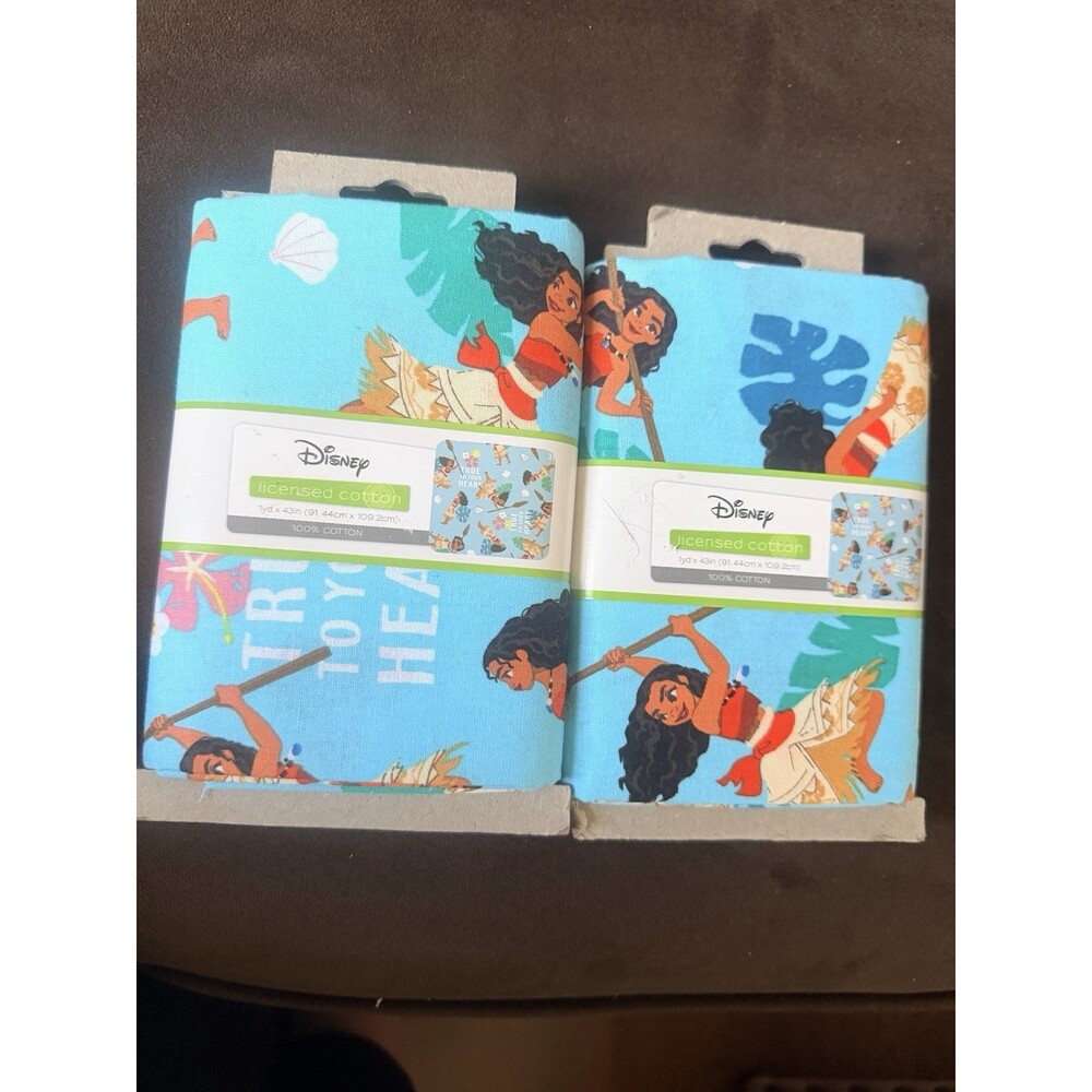 Disney Moana True To Your Heart 100% Cotton Fabric 1 Yard 36" x 43" Lot Of 2 New